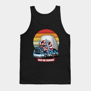 USA Patriotic Keep on Truckin Retro Big Rig Semi-Truck Tank Top